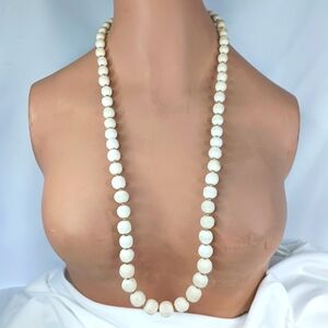 Vintage Natural White Sponge Coral with Small Gold Bead Necklace.